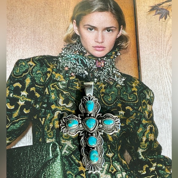 Turquoise and STERLINGSilver Cross Pendant